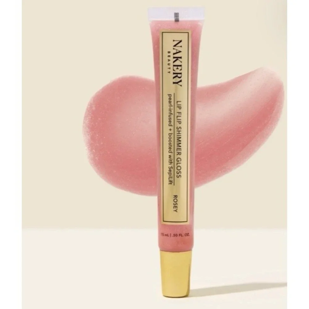 Nakery Lip Flip Shimmer Gloss .50 oz ROSEY Volumizing Plumper‎